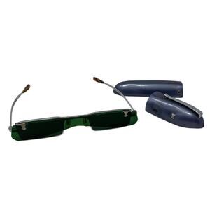 Vintage 1960’s KK Spectacle Co. Flip Top Sunglasses with Case Green Lens Japan